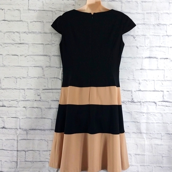 Jones Studio Dress Black Tan Colorblock Sz 12 - Picture 4 of 5